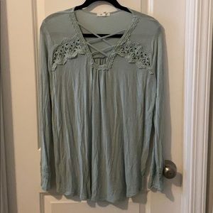 Long sleeved T-shirt with crochet detail